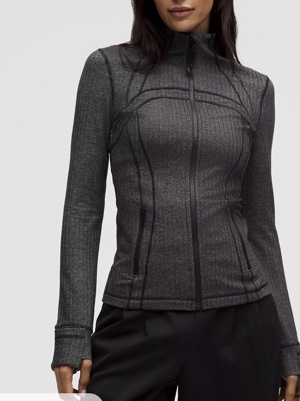Lululemon  Women Herringbone Heathered Deep Coal Black Sz 4 Athletic Jl26